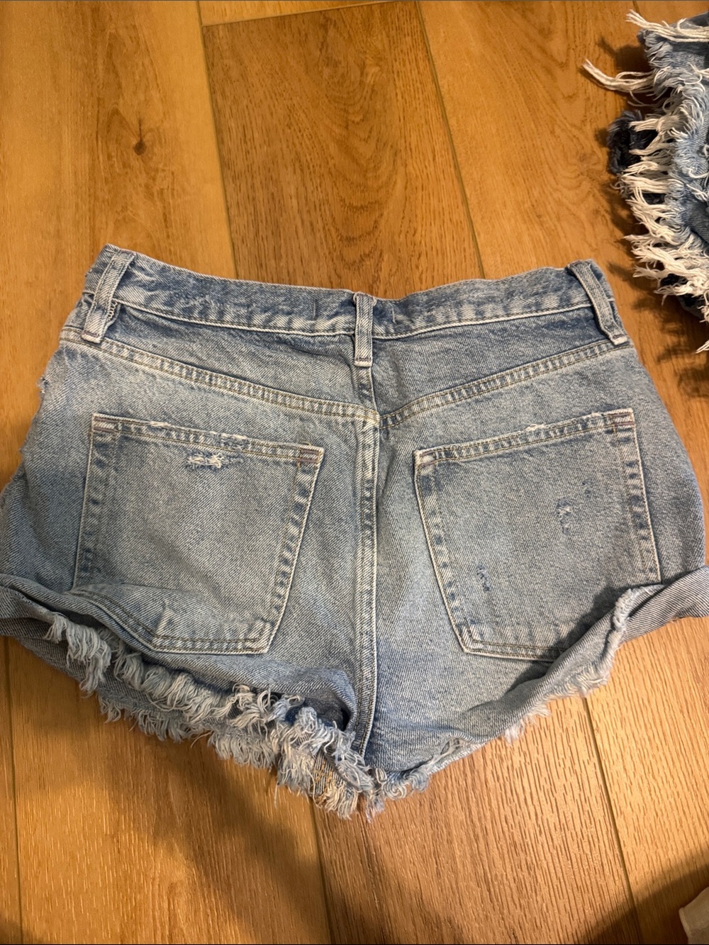 Free PeopleHigh-Rise Distressed Denim Shorts - Light Blue - Picture 2 of 3